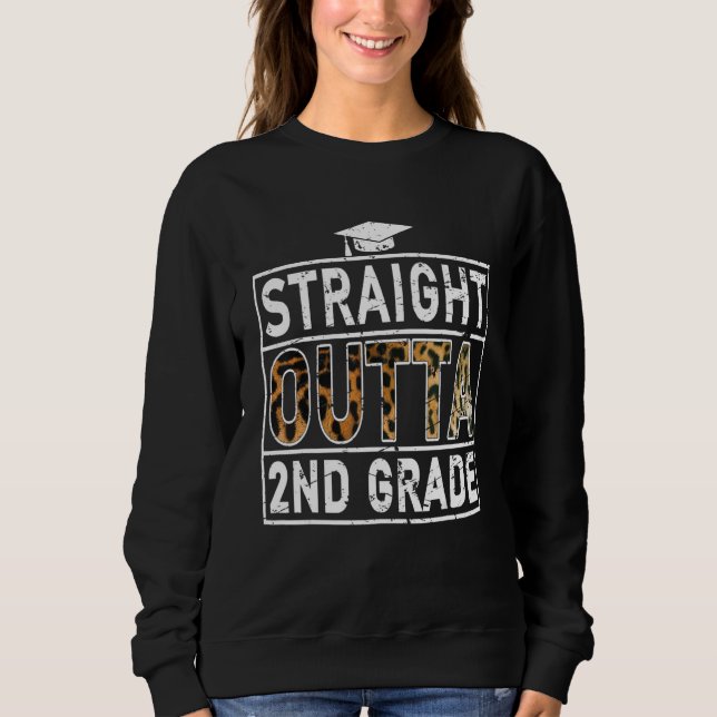 Sudadera Straight Outta 2nd Grade T-shirt Leopard Lover Kid (Anverso)