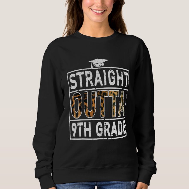 Sudadera Straight Outta 9Th Grade T-shirt Leopard Lover Kid (Anverso)