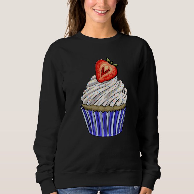 Sudadera Strawberry Cup Cakes Plain  Women Baking Muffins L (Anverso)