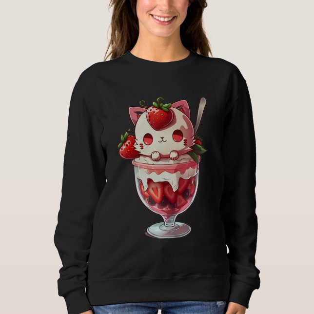 Sudadera Strawberry Ice Cream Sundae Kitten Gelato Berry Ca (Anverso)