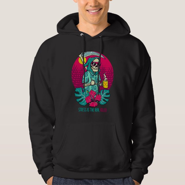 Sudadera Stress Is the Real Killer Cool Grim Reaper Mental  (Anverso)