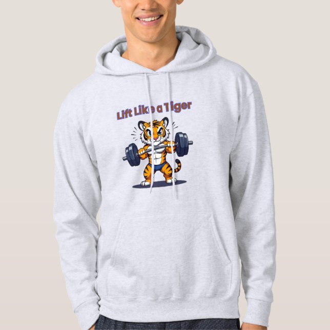 Sudadera **Strong Tiger – Cute Tiger Lifting Weights Illust (Anverso)