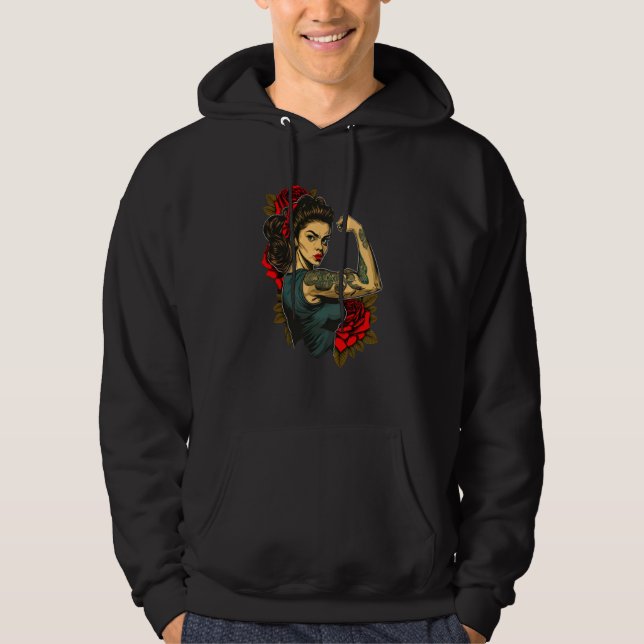 Sudadera Strong Wife Mother Roses Never Give Up (Anverso)