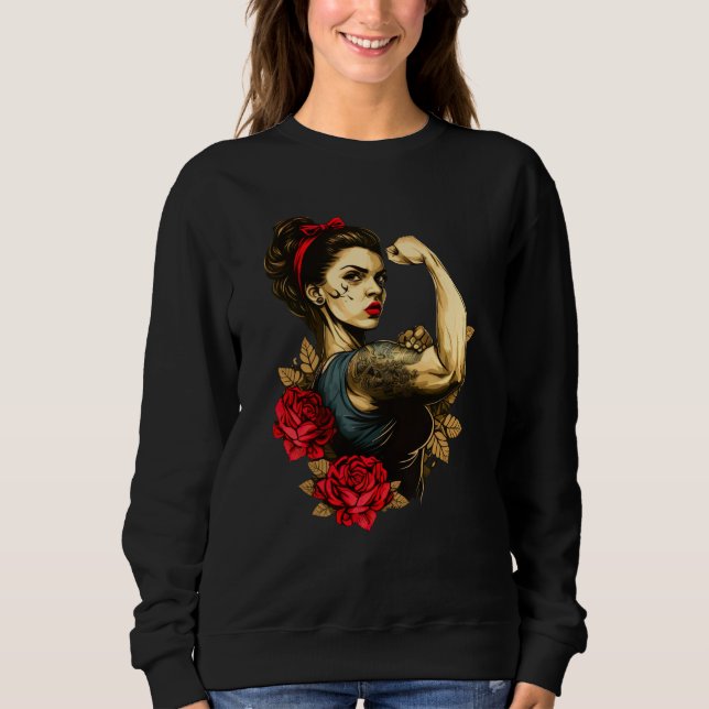 Sudadera Strong Wife Mother Roses Never Give Up  1 (Anverso)