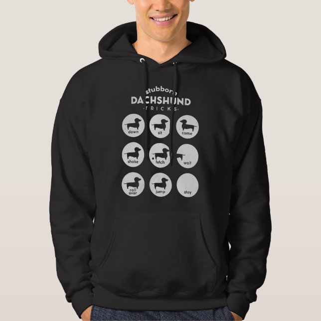 Sudadera Stubborn Dachshund Tricks Chart (Anverso)