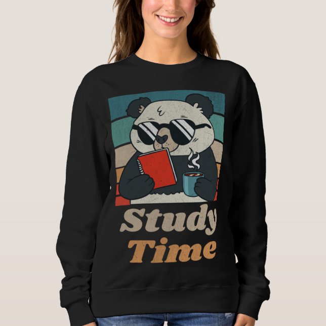 Sudadera Study Time Panda Bear Cute  Retro Animal Student (Anverso)
