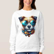 Stylish Dog With Glasses Colorful Modern Pet Art