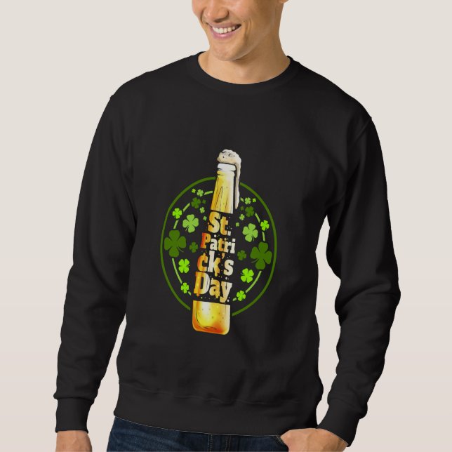 Sudadera Stylized Beer Bottle And Shamrocks For St Patricks (Anverso)