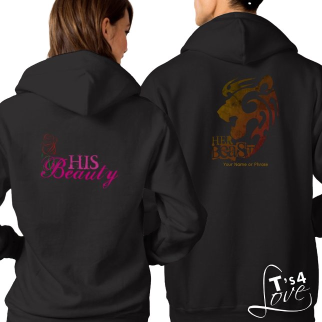 Sudadera Su belleza y sus parejas de animales (His Beast, Her Beauty—A love story in style! Personalize for a unique touch. -Shirts sold )