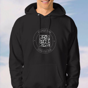 Sudadera Su código QR y su texto editable   Blanco y negro