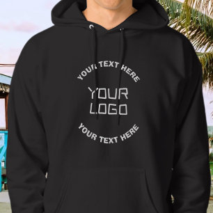 Sudadera Su logotipo o imagen y texto editable Negro y bl