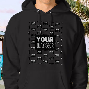 Sudadera Su logotipo y logotipo repetitivo en segundo plano