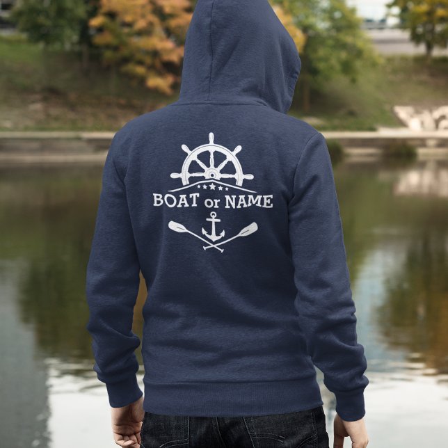 Sudadera Su nombre de barco Nautical Anchor Oars Helm Stars (Subido por el creador)