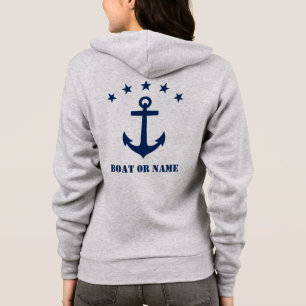 Sudadera Su nombre o nombre de barco Anclaje clásico azul