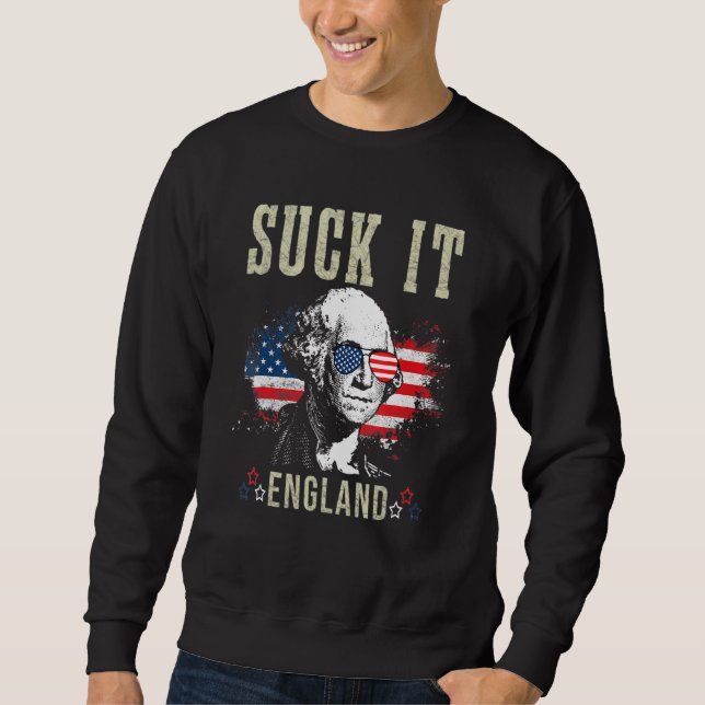 Sudadera Suck It England 4 De Julio George Washington (Anverso)