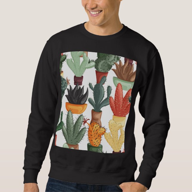 Sudadera Suculentos, cactús: lindo patrón floral. (Anverso)