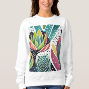 Sudadera Suculentos en verde y rosa