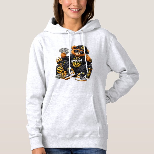 Sudadera Sueña en grande. Vive como un jefe. 👑💰 (Anverso)