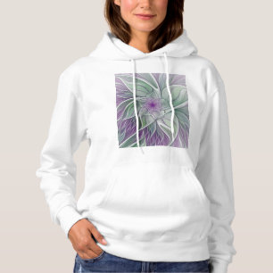 Sudadera Sueño de flores, abstracto arte fractal verde púrp