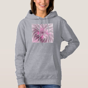 Sudadera Sueño de flores rosadas fractales, patrón de fanta
