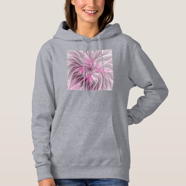 Sudadera Sueño de flores rosadas fractales, patrón de fanta (Anverso)