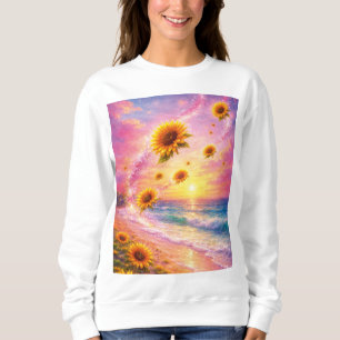 Sudadera Sueño Marino de Girasoles: Atardecer en la Playa