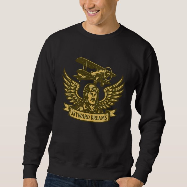 Sudadera Sueños de Skyward - Emblema de Biplane de época (Anverso)