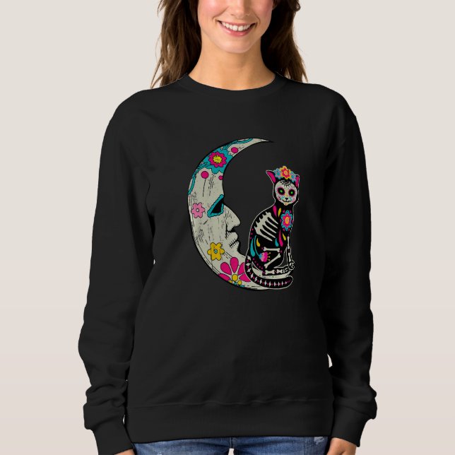 Sudadera Sugar Skull Cat Moon Dia De Los Muertos Mexican Da (Anverso)