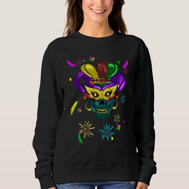 Sudadera Sugar Skull Funny Carnival Mask Jester Gorra Mejor (Anverso)