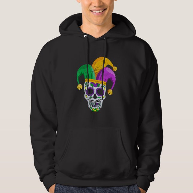 Sudadera Sugar Skull Mardi Gras Party Apparel  Men Women Ki (Anverso)