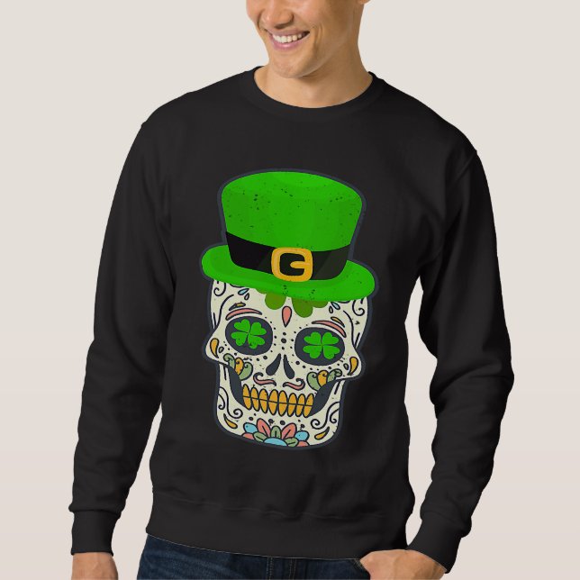Sudadera Sugar Skull Saint Patricks Day Of Dead Lucky Hallo (Anverso)