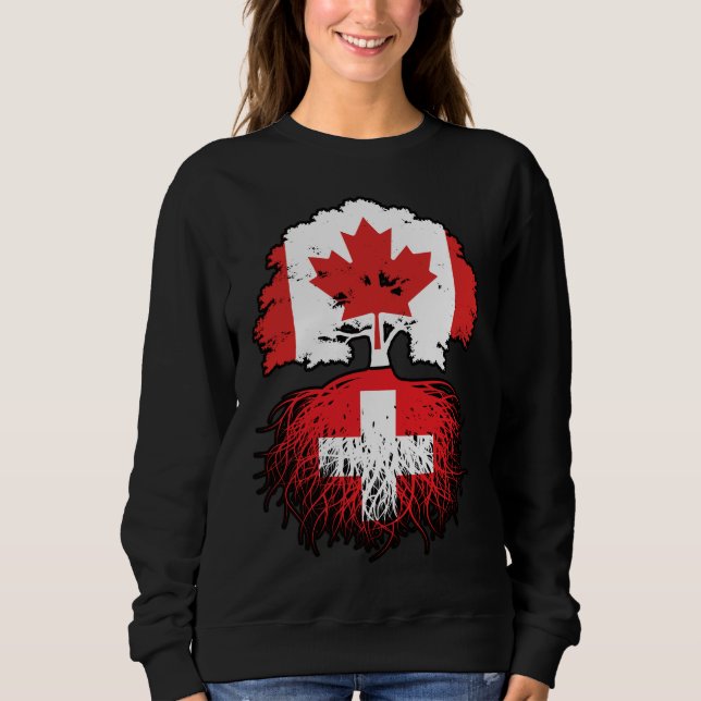 Sudadera Suiza Bandera suiza canadiense de árboles (Anverso)