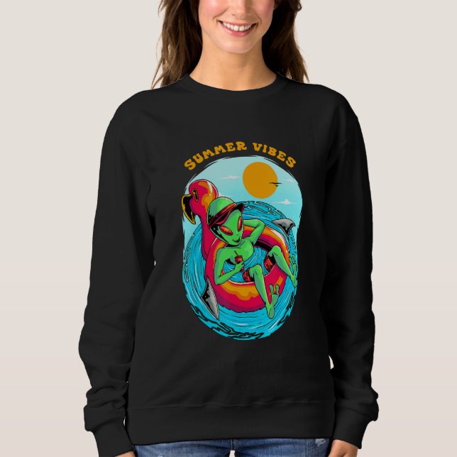 Sudadera Summer Vibes Alien Resting in the Beach Vacation B (Anverso)