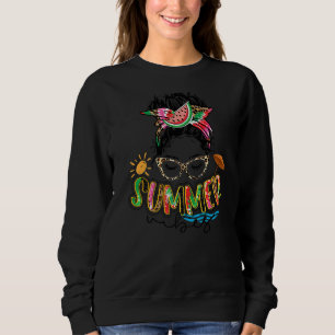 Sudadera Summer Vibes Messy Bun Watermelon Bandana Summer