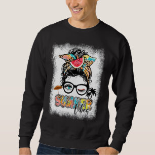 Sudadera Summer Vibes Tie Dye Leopard Messy Bun Watermelon