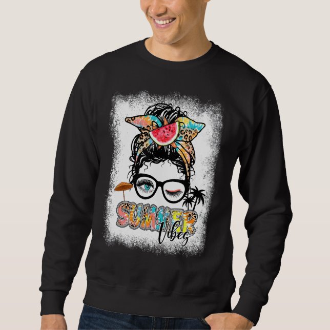 Sudadera Summer Vibes Tie Dye Leopard Messy Bun Watermelon (Anverso)