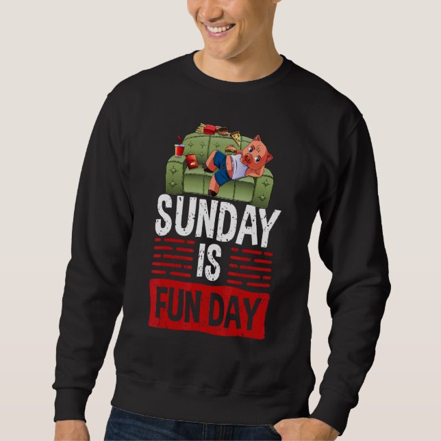 Sudadera Sunday Is Funday Sleepy  Women Lazy Head Piggy Lov (Anverso)