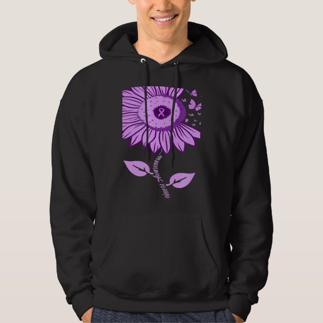 Sudadera Sunflower Alzheimer's awareness Ribbon Purple Butt (Anverso)
