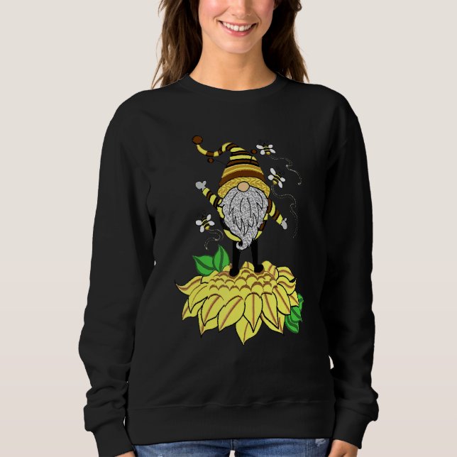 Sudadera Sunflower Gnome With Bee  Hippie Gnome For Flower  (Anverso)