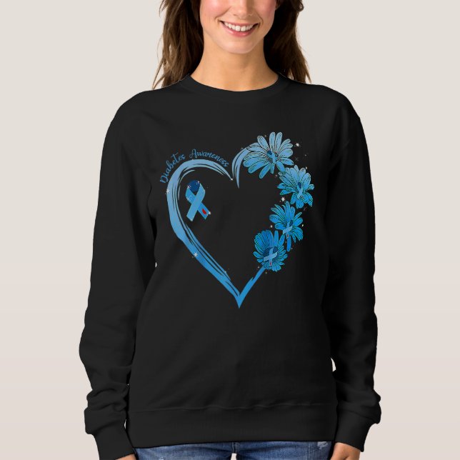 Sudadera Sunflower Heart Blue Ribbon Diabetes Awareness Mon (Anverso)