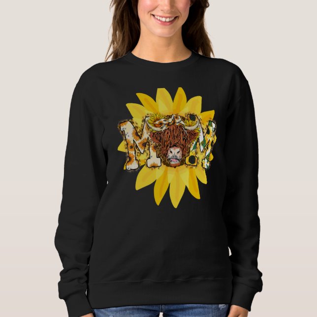 Sudadera Sunflower Highland Cow Mom Country Western Mothers (Anverso)