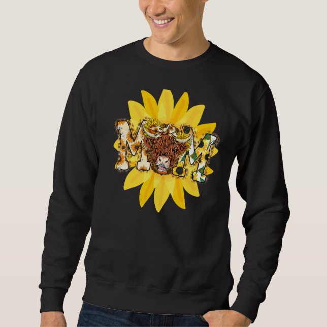 Sudadera Sunflower Highland Cow Mom Country Western Mothers (Anverso)