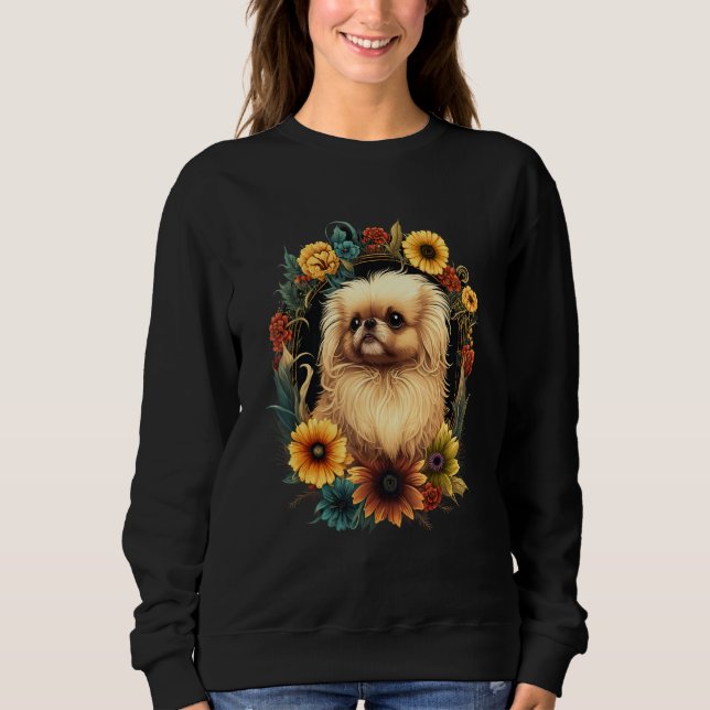 Sudadera Sunflower Hippie Floral Pekingese Dog (Anverso)