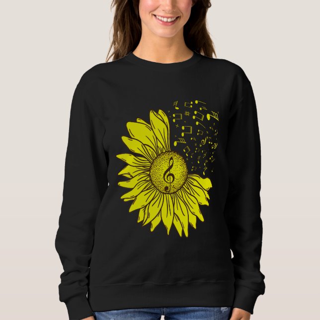 Sudadera Sunflower Musical Instrument Music Notes Flower    (Anverso)