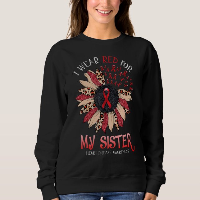 Sudadera Sunflower Yo Uso Hermana De Cinta Roja Él Enferma  (Anverso)