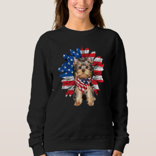 Sudadera Sunflower Yorkshire Terrier Dog Bandera Americana 