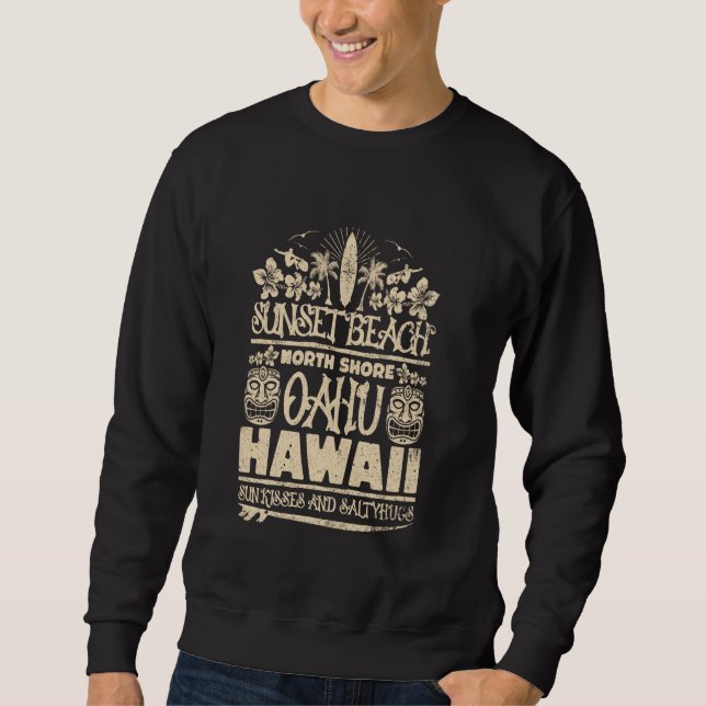 Sudadera Sunset Beach Oahu North Shore Hawaii Surf Retro Ti (Anverso)
