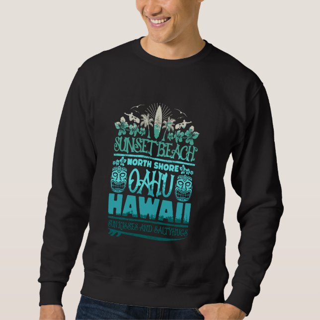 Sudadera Sunset Beach Oahu North Shore Hawaii Surf Retro Ti (Anverso)