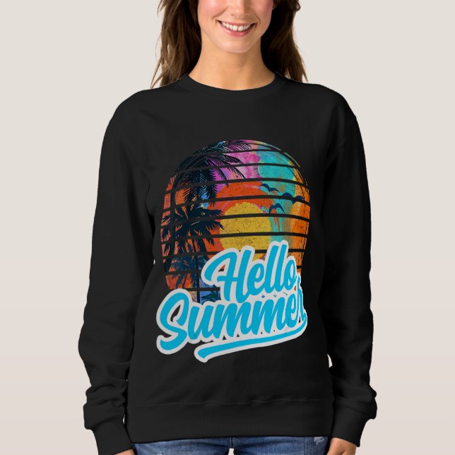 Sudadera Sunset Beach Palm Tree Hello Summer Vacation Holi (Anverso)