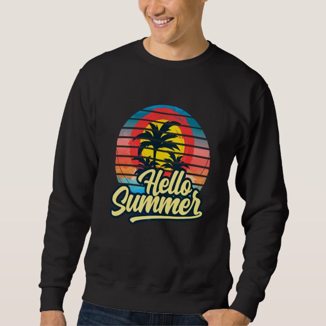 Sudadera Sunset Beach Palm Tree Hello Summer Vacation Holi (Anverso)